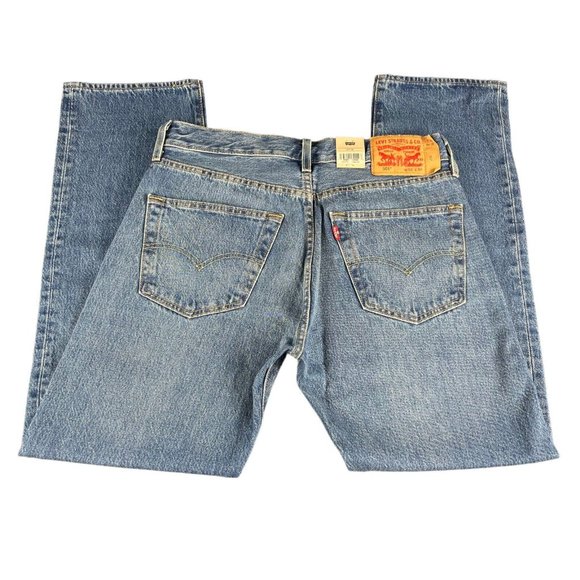 Levi's 501 Original Button Fly Medium Wash Denim Jeans Men's Sizes 32x30 - 34x34 - Picture 3 of 5